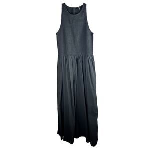 Madewell Smocked Cotton Maxi Dress Black Size S